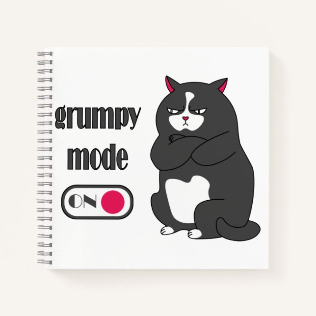 Grumpiger Modus bei lustiger, dicker Katze Notizbuch (Vorderseite)