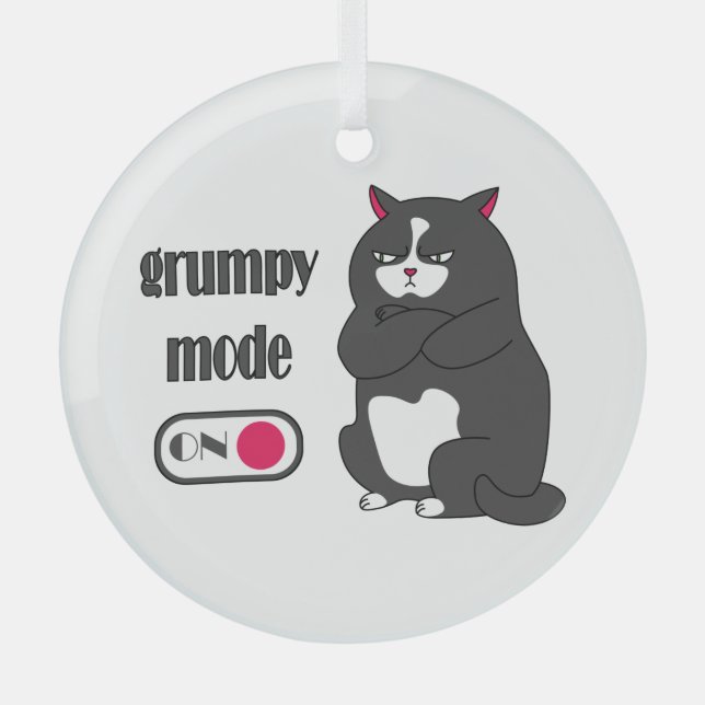 Grumpiger Modus bei lustiger, dicker Katze Ornament Aus Glas (Vorderseite)
