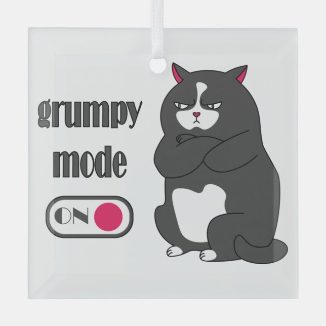 Grumpiger Modus bei lustiger, dicker Katze Ornament Aus Glas (Vorderseite)