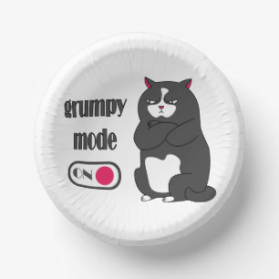 Grumpiger Modus bei lustiger, dicker Katze Pappteller