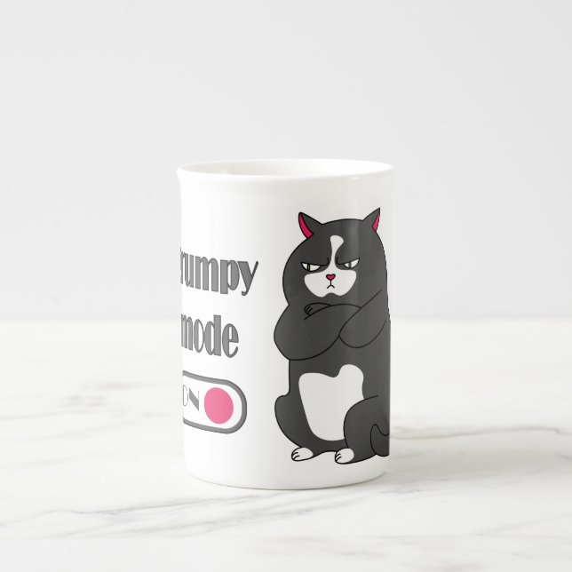 Grumpiger Modus bei lustiger, dicker Katze Prozellantasse (Vorderseite)