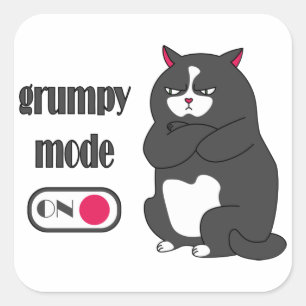 Grumpiger Modus bei lustiger, dicker Katze Quadratischer Aufkleber