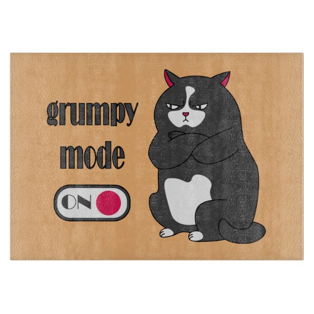 Grumpiger Modus bei lustiger, dicker Katze Schneidebrett (Vorderseite)