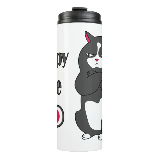 Grumpiger Modus bei lustiger, dicker Katze Thermosbecher (Vorderseite)