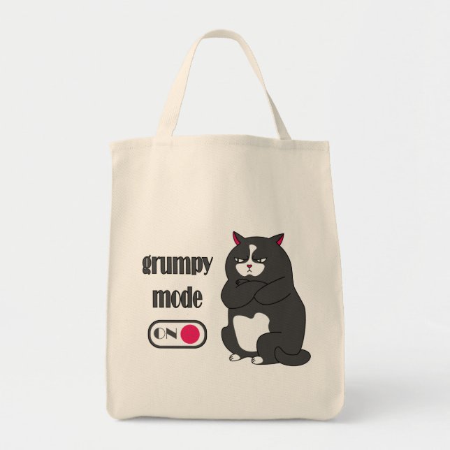 Grumpiger Modus bei lustiger, dicker Katze Tragetasche (Vorne)