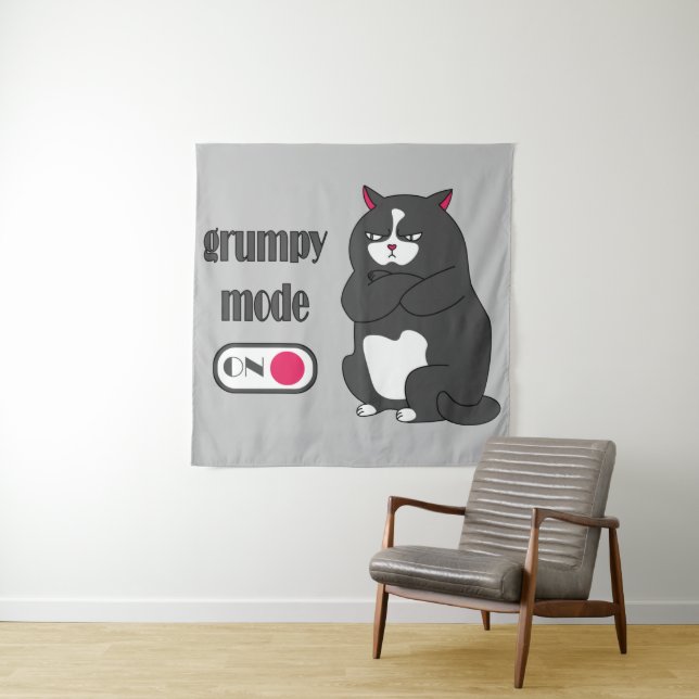 Grumpiger Modus bei lustiger, dicker Katze Wandteppich (Beispiel)