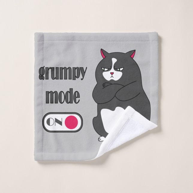 Grumpiger Modus bei lustiger, dicker Katze Waschlappen (Waschlappen)