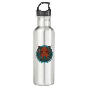 Grumpiger Roter Kraken Tentacles Cartoon Edelstahlflasche