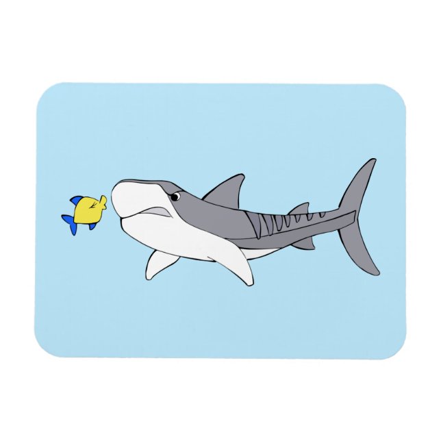 Grumpiger Tigerhai und niedlicher gelber Fisch Magnet (Horizontal)