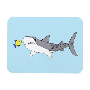 Grumpiger Tigerhai und niedlicher Gelbfisch Magnet