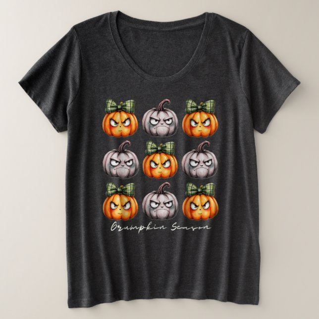 Grumpkin Season - Grumpy Pumpkin Halloween Große Größe T-Shirt (Design vorne)