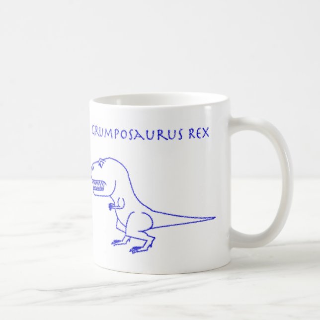 Grumposaurus Rex blaue Zeichenstift-Tasse Kaffeetasse (Rechts)