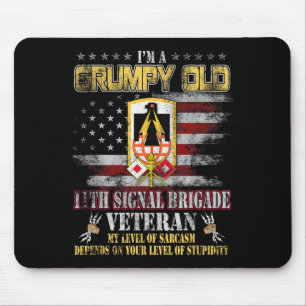 Grumpy Altes 11. Signal Brigade Veteran Us Flag Ve Mousepad