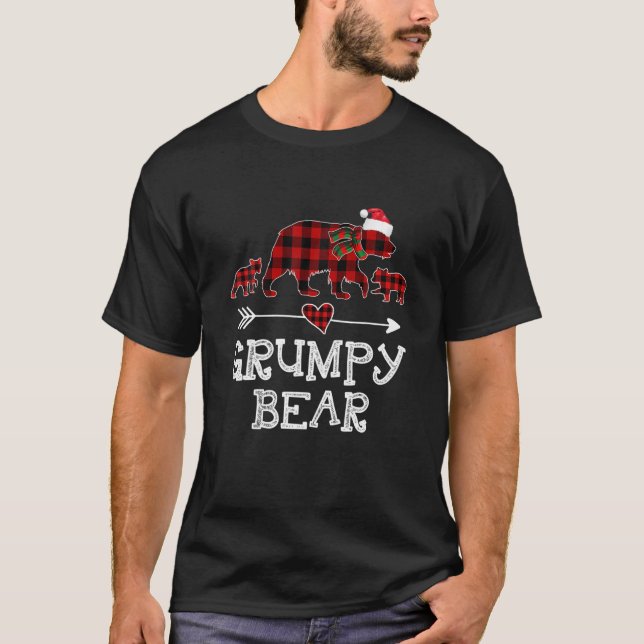 Grumpy Bear Christmas Pajama Red Kariert Buffalo T-Shirt (Vorderseite)