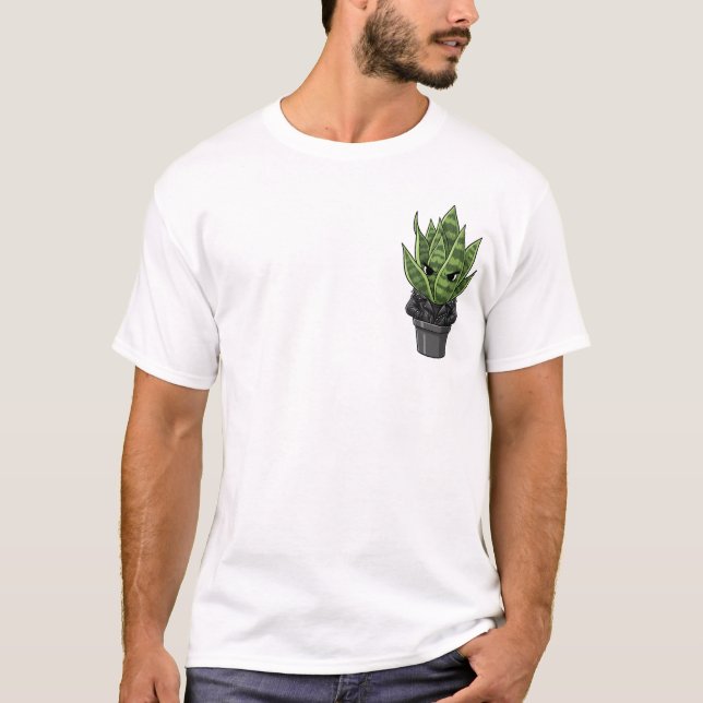 Grumpy Biker Snake Plant in Spiked Leather Jacket T-Shirt (Vorderseite)