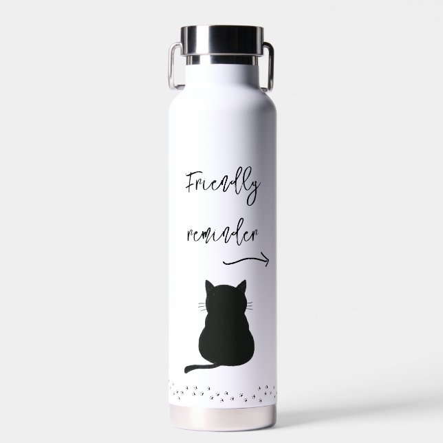 Grumpy Black Cat Drink Water Erinnerung Trinkflasche (Vorne)