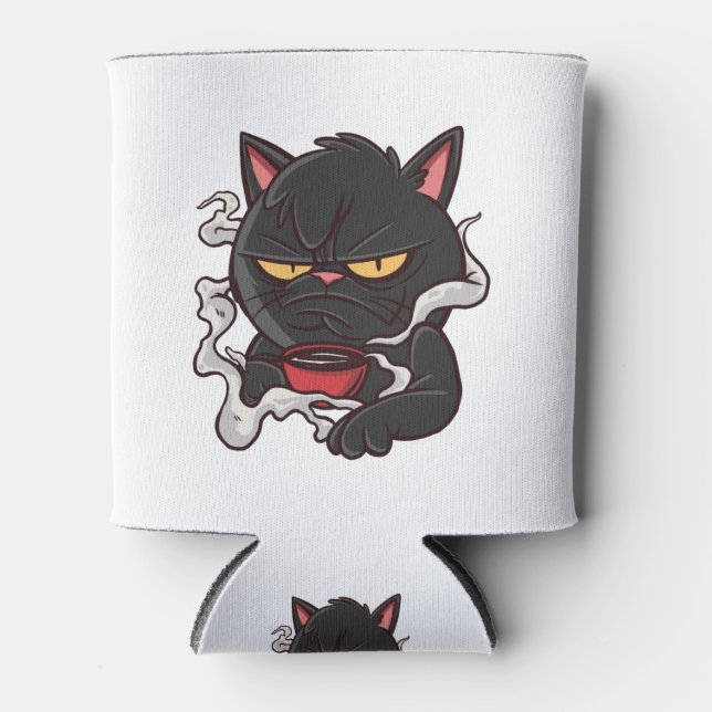 Grumpy Black Cat - Kaffee Lover Dosenkühler (Vorderseite)