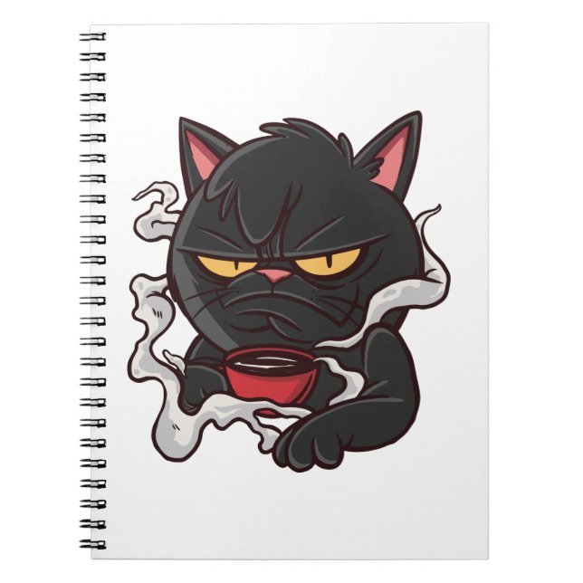 Grumpy Black Cat - Kaffee Lover Notizblock (Vorderseite)