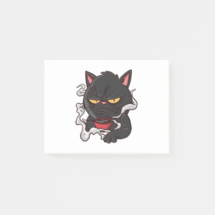 Grumpy Black Cat - Kaffee Lover Post-it Klebezettel