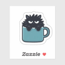 Grumpy Black Cat Kaffeetasse Aufkleber