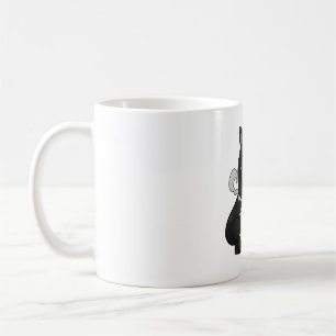 Grumpy Black Cat mit Kaffeemaschine Kaffeetasse