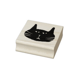 Grumpy black cat stamp gummistempel