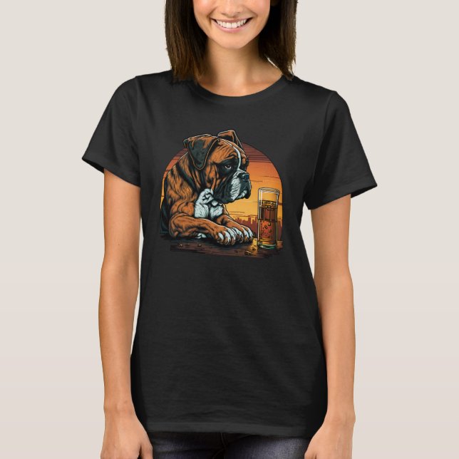 Grumpy Boxer Drinks Whisky 1 T-Shirt (Vorderseite)