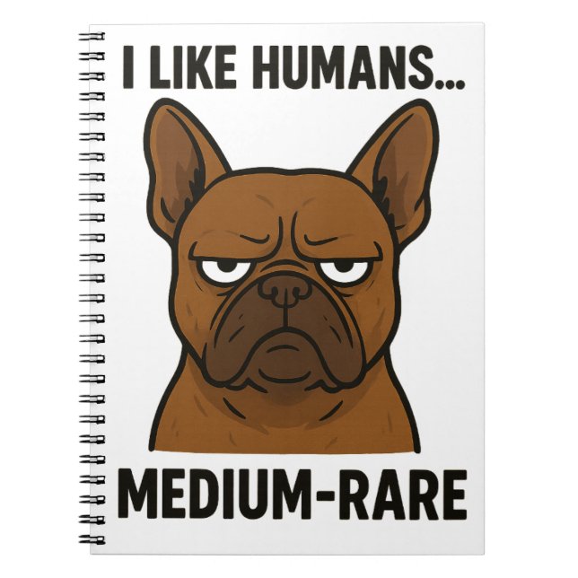 Grumpy Bulldog. Nichtsoziale Tiere Notizblock (Vorderseite)