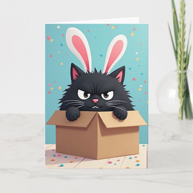 Grumpy Bunny Cat Birthday Card Karte (Vorderseite)