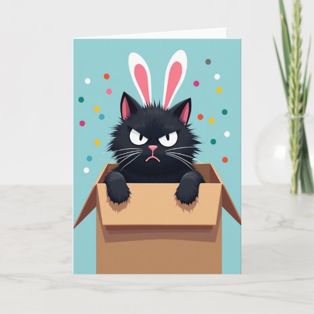 Grumpy Bunny Cat Fun Karte (Vorderseite)