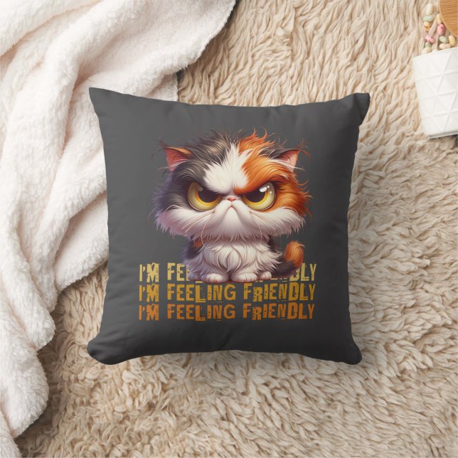 Grumpy Calico Cat und lustiges Zitat Kissen (Decke)