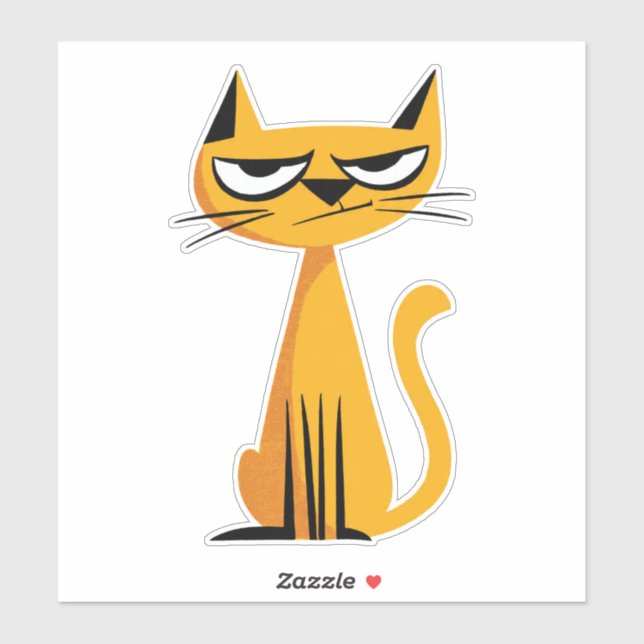 Grumpy Cartoon Cat Sticker (Blatt)