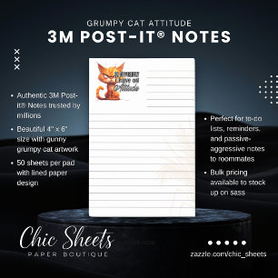 Grumpy Cat-Attitüde-linierte 3M Post-it® Notizen