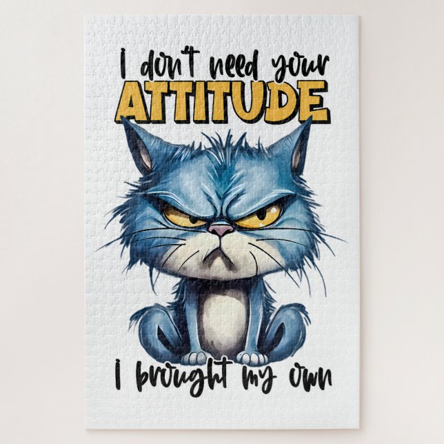 Grumpy Cat Attitute Funny Animal Zitat (Vertikal)