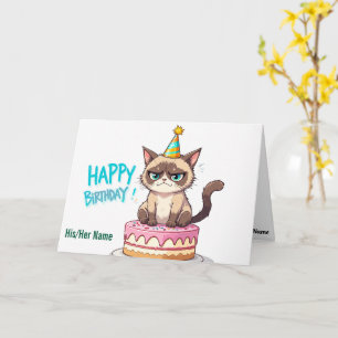 Grumpy Cat auf Kuchen Karte