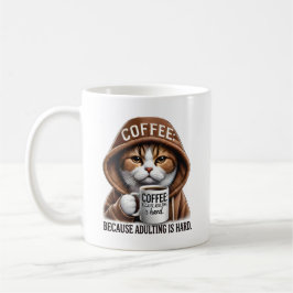 Grumpy Cat Coffee Mug - 'Adulte Est Dur' Sarcast