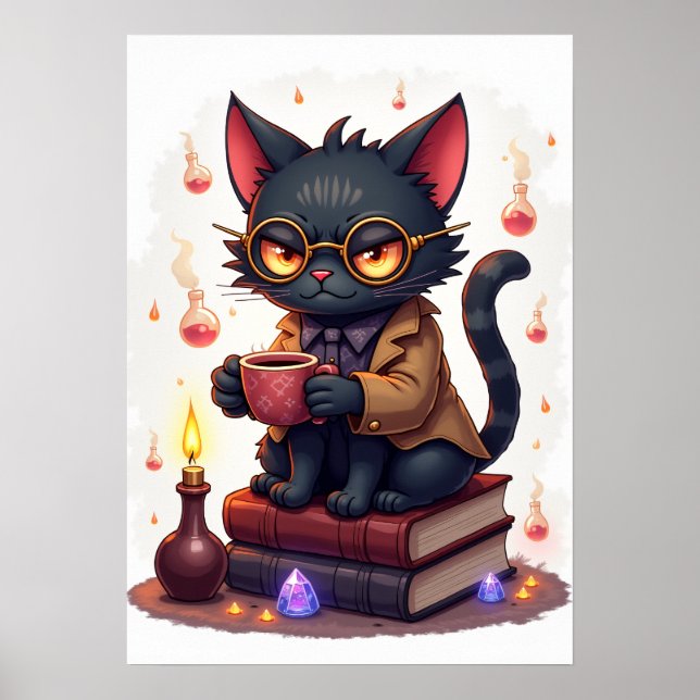 Grumpy Cat Dark Academia Reader Bookworm Gothic Li Poster (Vorne)