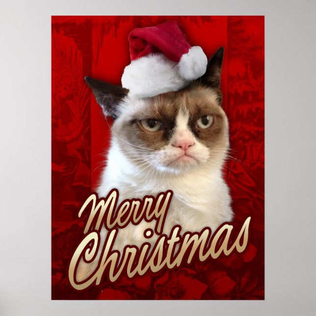 Grumpy Cat Frohe Weihnachten Poster (Vorne)