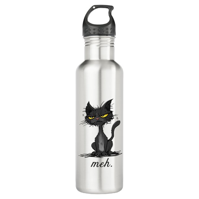 GRUMPY CAT - Funny Meh Cat - Crazy Cat Lady Gift Edelstahlflasche (Vorderseite)