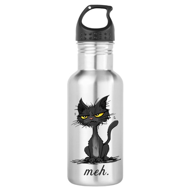 GRUMPY CAT - Funny Meh Cat - Crazy Cat Lady Gift Edelstahlflasche (Vorderseite)