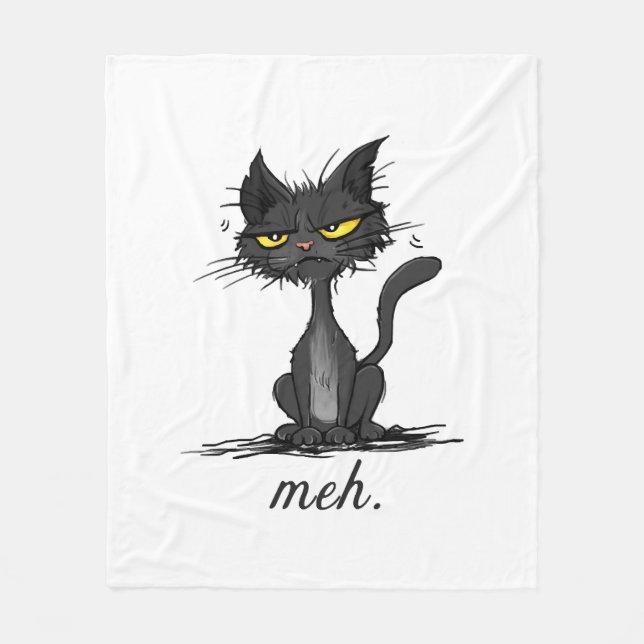GRUMPY CAT - Funny Meh Cat - Crazy Cat Lady Gift Fleecedecke (Vorderseite)