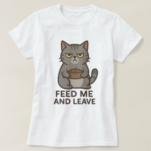 Grumpy Cat „Füttere mich und verschwinde“ Lustiges T-Shirt