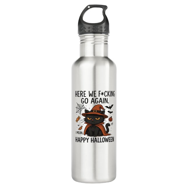 Grumpy Cat Halloween Klassischer T - Shirt Edelstahlflasche (Vorderseite)