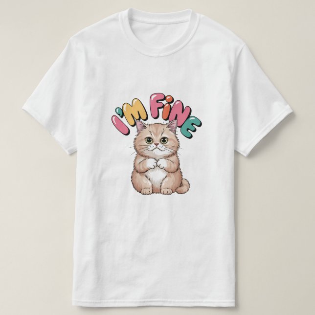 Grumpy Cat "I'm Fine" Funny Cartoon Shirt (Design vorne)