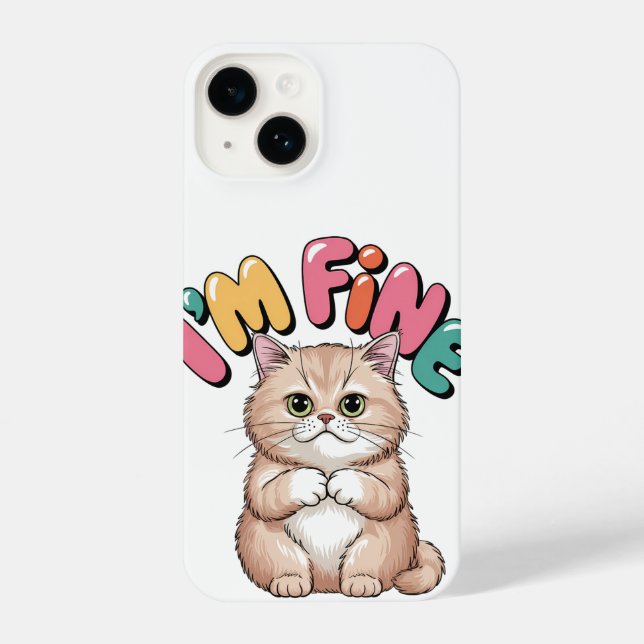 Grumpy Cat "I'm Fine" Funny Cartoon Shirt iPhone 14 Hülle (Rückseite)