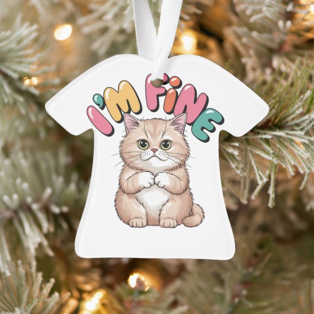 Grumpy Cat "I'm Fine" Funny Cartoon Shirt Ornament (Baum)