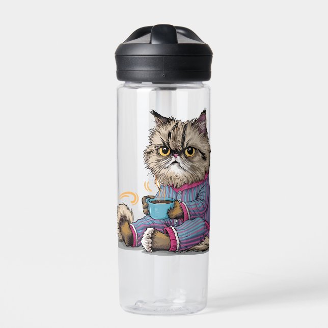 Grumpy Cat in Pajamas mit Kaffee Trinkflasche (Vorderseite)