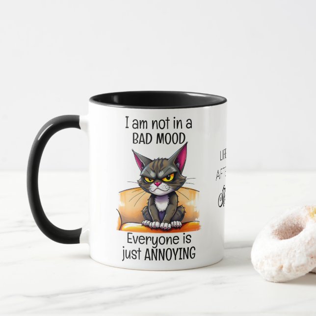 Grumpy Cat Life beginnt nach dem Kaffee-Zitat Tasse (Mit Donut)