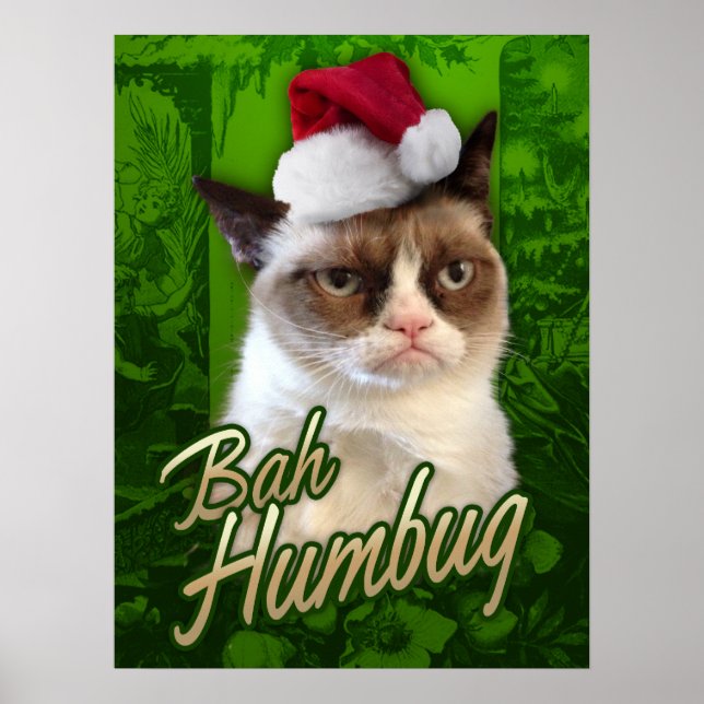 Grumpy Cat Merry Christmas / Bah Humbug Poster (Vorne)