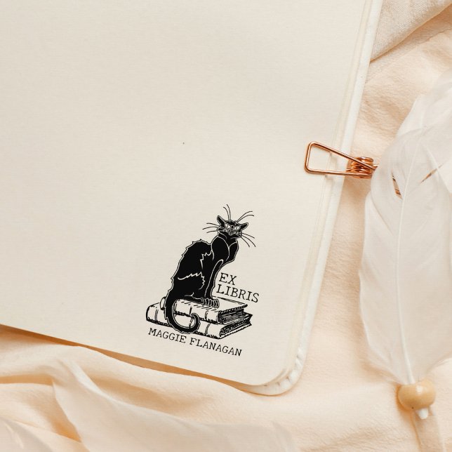 Grumpy Cat mit Büchern, Custom Ex Libris Library Gummistempel (Von Creator hochgeladen)